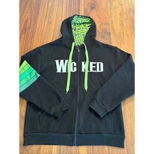 Wicked Musical Unisex Full Zip Embroidered Hoodie Sweatshirt Black Medium